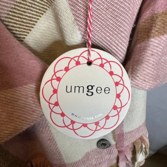 Umgee Fringe Plaid Shacket L Pink Oversized Button Front Western Boho NWT Gift - Picture 6 of 8